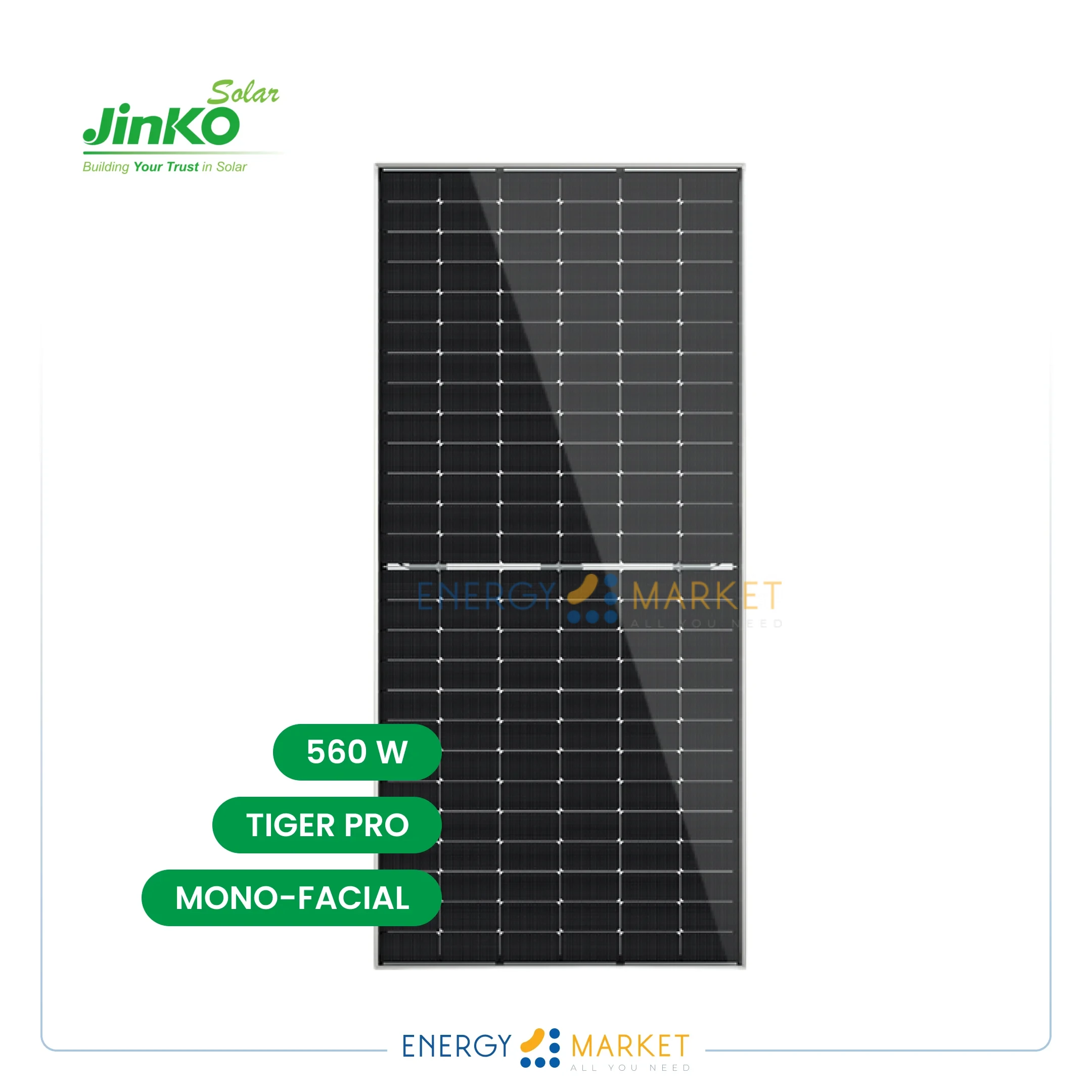 Panneau solaire  JINKO Solar  530-550 Watt Tiger PRO 72HC P-Type